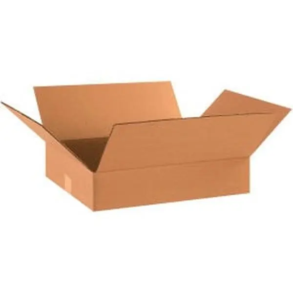 Global Industrial 4884600 Wall-Mountable 200#/ECT-32 Single Wall Flat Corrugated Kraft Cardboard Boxes (65 lbs Capacity) - 18x14x4 in., Pack of 25, Ideal for Books, Apparel, Clothes Storage, Picture Frames