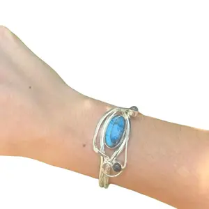 Cosmic Labradorite Silver Cuff Bracelet – Boho Fairycore Mermaid Jewelry