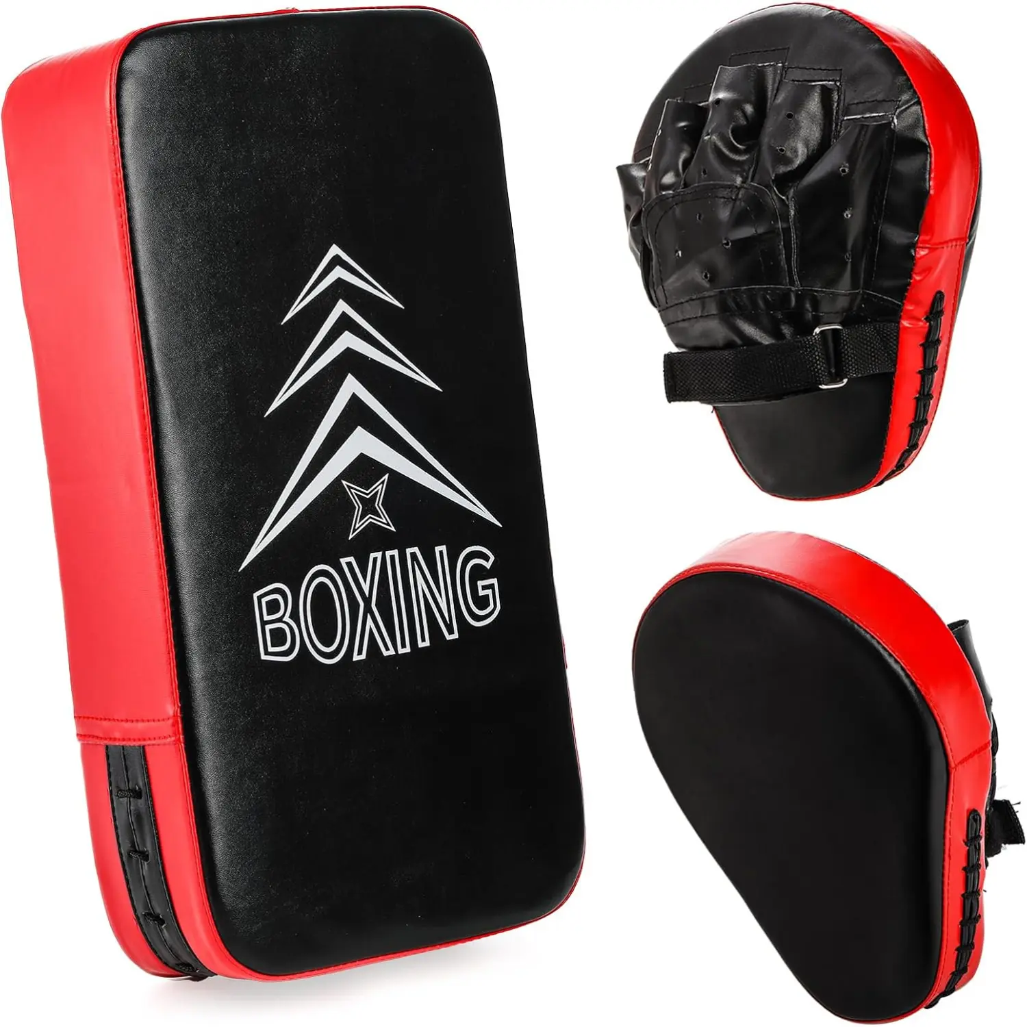 Boxing Punching Mitts and Taekwondo Kick Pad Set Curved Focus Mitts with Adjustable Wrist Straps High Density Foam Kick Shield for MMA Muay Thai Karate Kickboxing Martial Arts Training Equipment