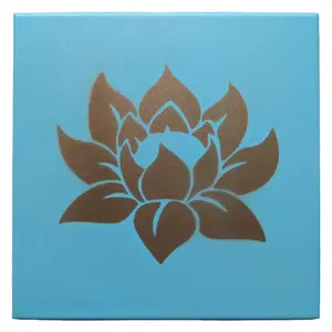 Handcrafted Lotus Flower Ceramic Wall Tiles - 8x8 in, Acrylic Seal, Heat-Resistant, Artistically Painted, Home Decor Decoration Ornaments
