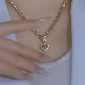 LisiZen Heart Pendant Necklace for Women, Shining Zircon Design, 2025 New Chic Jewelry, Elegant Fashion Sweater Chain DZXL3481