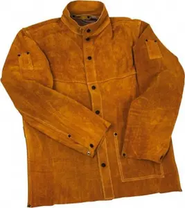 PRO-SAFE Size XL Gold Flame Resistant/Retardant Jacket 46-48" Chest, Leather, Snaps Closure, 2 Pockets GB2630-XL