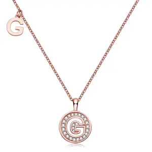 [TW] Letter “G” 925 Sterling Sliver Synthetic Moissanite 16 inches with a 2 inches extension adjustable chain  Necklace Perfect Gift For Engagement Wedding Party Gift Birthday Gift For Women（OZMG） Initial Letter