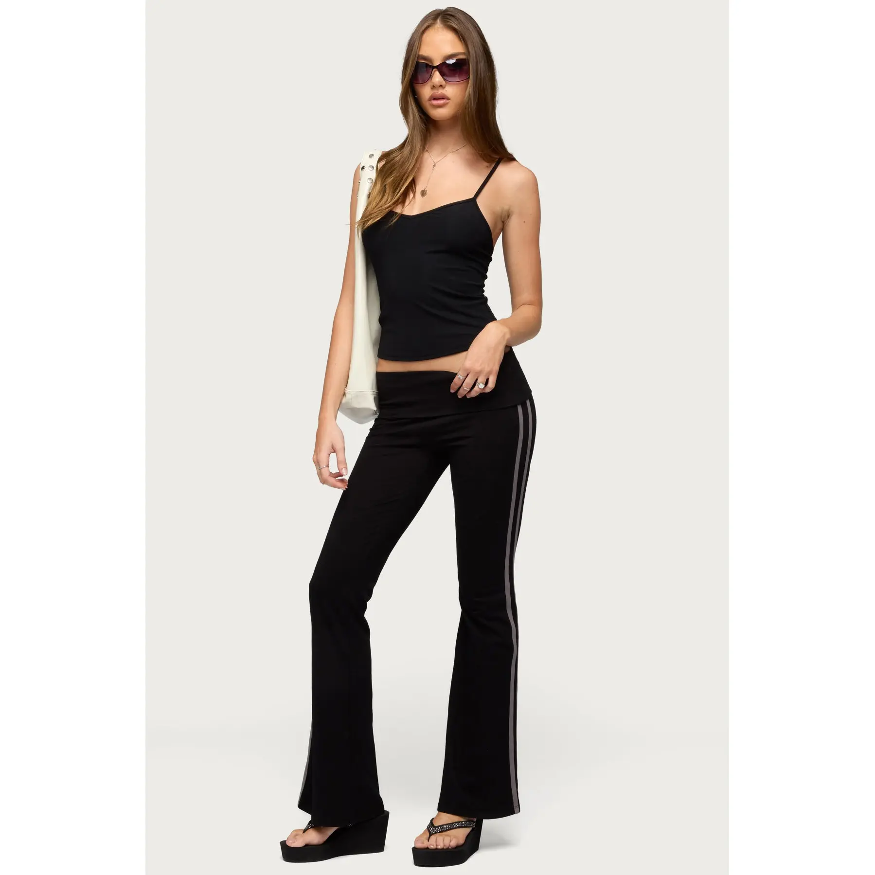 Charly Foldover Stripey Flared Pants