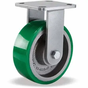 Hamilton Caster 6" Diam x 2" Wide x 7-1/2" OAH Top Plate Mount Rigid Caster Polyurethane, 1,200 Lb Capacity, Precision Sealed Bearing, 4 x 4-1/2" Plate R-WH-6DB