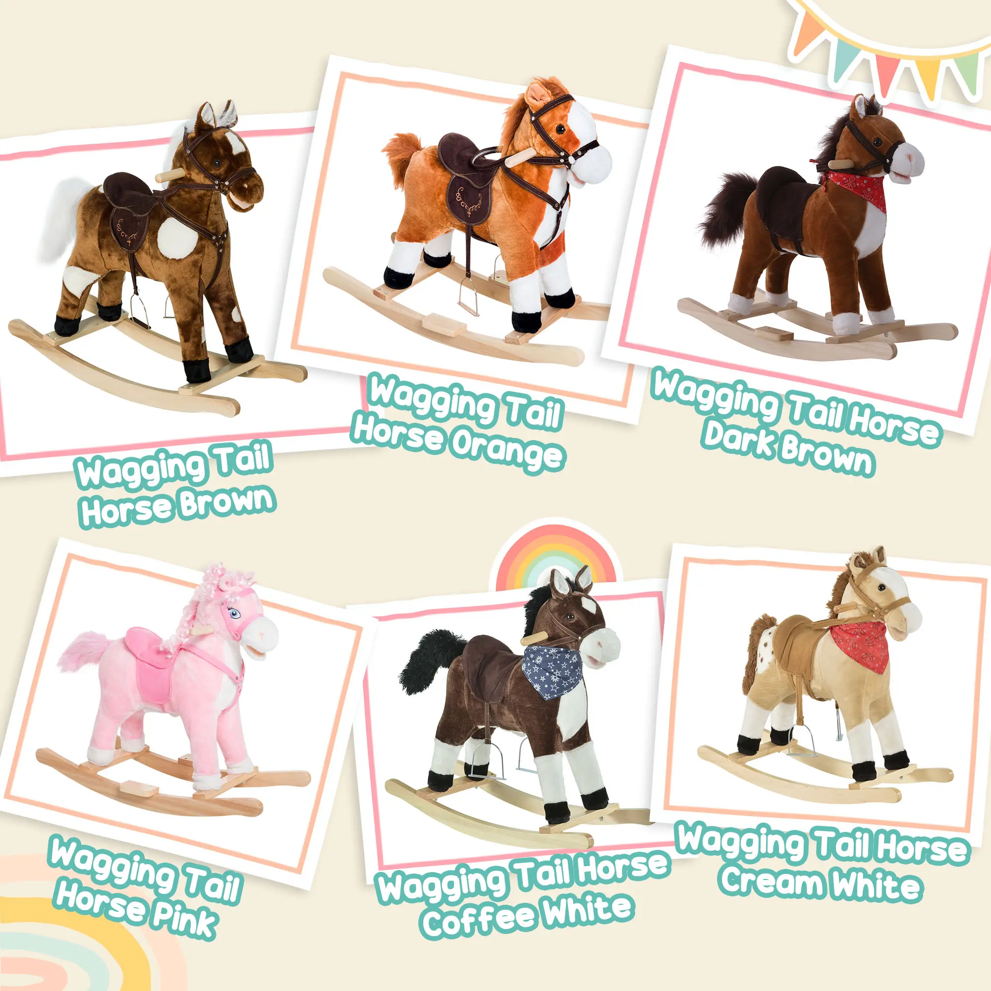 Qaba Kids Rocking Horse Ride on Plush Toy, Traditional Design Children Rocking Horse Chair Toy for Boys and Girls Qaba Kids Rocking Horse Ride on Plush Toy, Traditional Design Children Rocking Horse Chair Toy for Boys and Girls