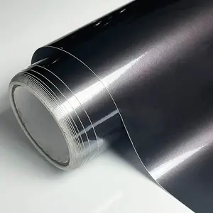 Ultra Glossy Candy Gray Metallic Vinyl Wrap Film Self Adhesive Car Motorcycle Decoration Sticker Decal With Air Release Truck Car Decal