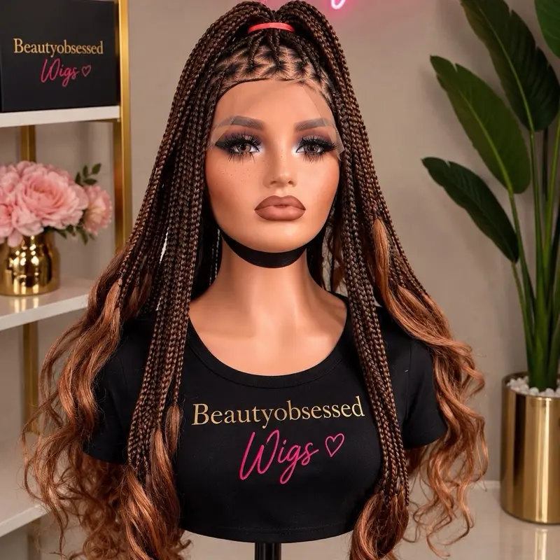 French Curl Full Lace Braided Wig