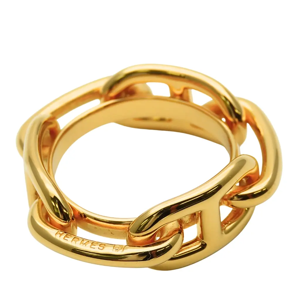 Pre-owned HERMÈS Gold-plated Small Leather Goods Hermes Chaine D’Ancre Scarf Ring