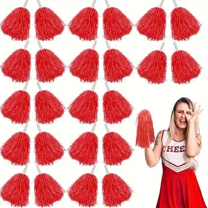 2pcs Cheerleading Pom-Poms, Cheering Flower Balls With Handle, For Sports Events, Dance Performance, Party