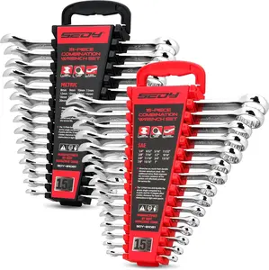 30 Piece Wrench Set, Combination Open End Wrench Set with Organizer, SAE Metric 12 Point Wrench Kit 1/4" to 1" 8-22mm, Professional Tools for Mechanic Garage Workshop