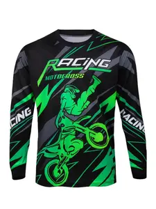 Men's Long Sleeve Cycling Jersey Shirt, Print, Sporty Fitted Design, Suitable for Road & Mountain Biking, All Seasons Wear