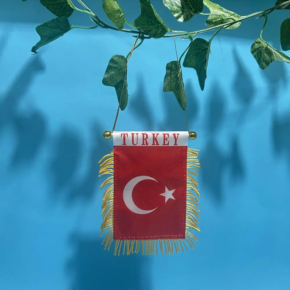 Turkey Car Window flag 8*12cm Polyester double side printed Turkey Hanging pennant Flags Turkey Mini flag