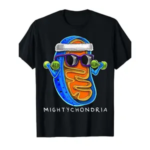 Men's cell biology, mitochondria, science humor Graphic T-Shirt - Short Sleeve Crew Neck Regular Fit Casual Wear | Soft & Breathable Fabric, Durable Print, Everyday Comfort, Machine Washable, humorous and cartoonish casual wear with a playful scientific