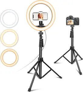 LED Selfie Ring Light (10"/12") with 62" Extendable Tripod Stand, Bluetooth Remote, Phone Holder, Mobile Accessories for Video Recording, Content Creators (Fits Mobile Phones/Cameras/Webcams)