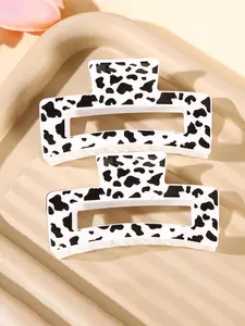 2 Pcs 8cm Cow Print Square Hair Clips, Hair Clip Set for Women, Elegant Fashion Accessories, Suitable for Daily Use and Commute, Versatile Hair Styling Tools