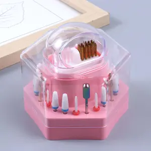 2-In-1 Drill Bit Holder & Cleaner, 24-Slot Dustproof Display Rack with Brush Box, Nail Tool Organizer for Salon Use, Beauty Organizer, Beauty Supplies Organizer