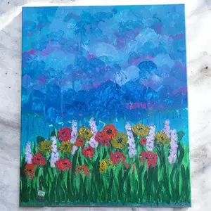 Spring showers bring flowers acrylic painting