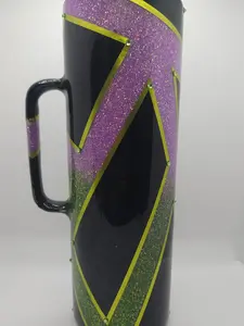 Green Pink Stripe - 30 oz Epoxy Tumbler- *Ready to Ship* Bottle Cup Drinkware Handmade Steel Water Bottles