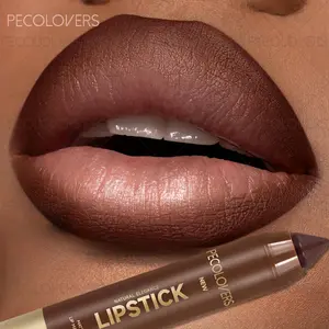 1pc Long-lasting Matte Lip Liner lipstick, Crayon Nib Design Lip Line Lip Balm Dual Use, Waterproof Rotary Design Brown Color Lipsticks, Lipliner, Matte Lip Pencil