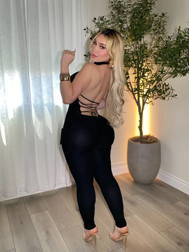 Paulina Ribbed Knit Body Hugging Jumpsuit