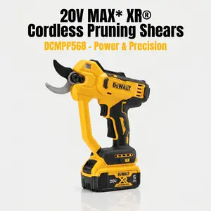 DEWALT 20V MAX XR Brushless Cordless Pruning Shears DCMPP568 features 1.5" Cut Capacity with Bypass Coating Blades Professional Grade High Torque Orchard Maintenance and Landscaping Tool Bare Tool with 5.0Ah Battery
