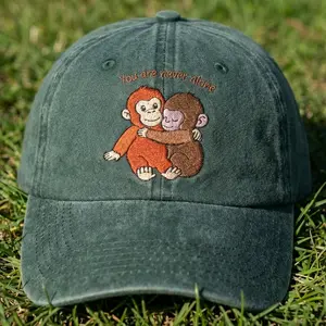 Viral Punch Monkey Embroidered Cap, Cute Baby Monkey with Plush Toy Hat, Emotional Gift for Animal Lovers