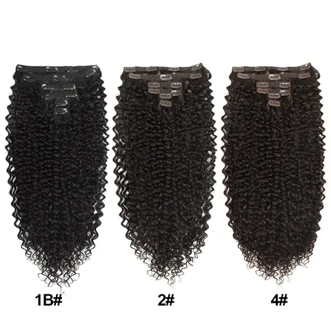 Women's 26-Inch Kinky Curly Clip-In Hair Extensions - 6-Piece Double Lace Weft Full Head High Quality Protein Clean Heat-Resistant Synthetic Hair Clips for Daily Use, Female Gift Option