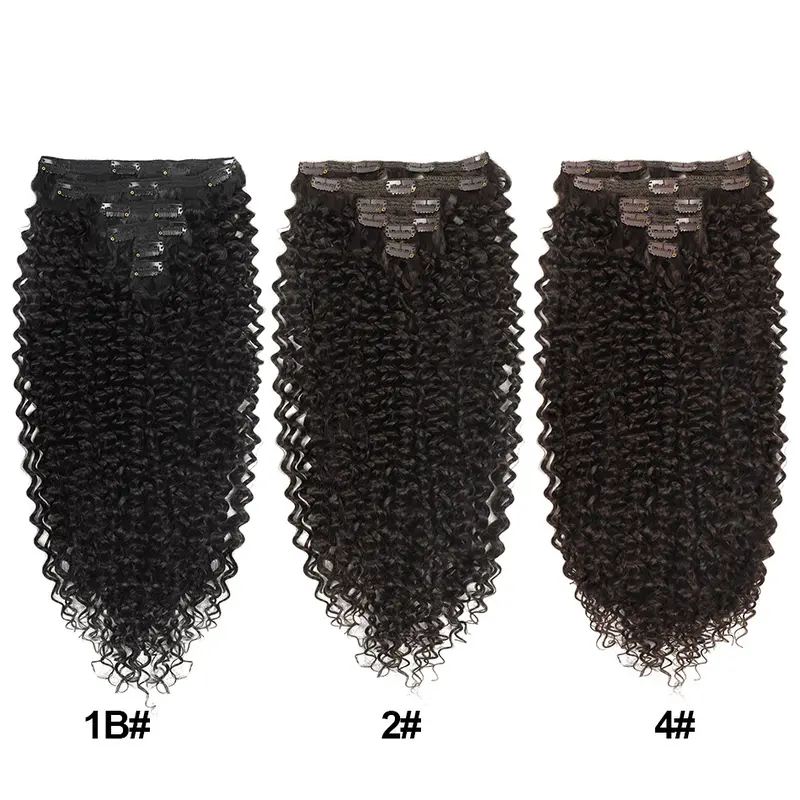 Women's 26-Inch Kinky Curly Clip-In Hair Extensions - 6-Piece Double Lace Weft Full Head High Quality Protein Clean Heat-Resistant Synthetic Hair Clips for Daily Use, Female Gift Option