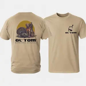 Ol’ Tom Outdoors Retro Turkey Hunting Dog Graphic Shirt, Ol’ Tom Outdoors Vintage Hunting T-Shirt, Ol’ Tom Outdoors Unisex Cotton Hunting Lifestyle Tee