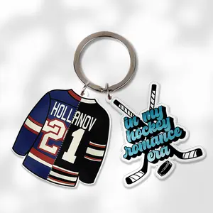 Hockey Rivals to Lovers Hologram Keychain, MM Hockey Couple Acrylic Keyring, Enemies to Lovers Hockey Gift