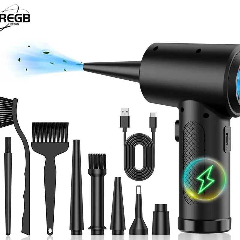 MREGB Portable Cordless Hand Vacuum, 51000RPM USB Rechargeable Model with USB Port Cleaning Brush, Lightweight Multi-Function Energy Efficient Space-Saving Sustainable Tech Gadget, Car Accessory for Car & Keyboard/Laptop