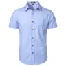 ZEROYAA Men's Regular Fit Cotton Textured Plaid Short Sleeve Button-Down Shirt with Pocket Strap - Top for Work, Date, Boyfriend Occasions
