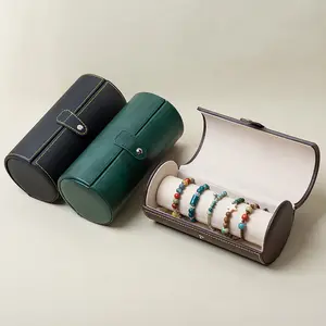 Large Capacity Bracelet Storage Box Cylinder Shape for Jewelry Organization and Display in Elegant Colors