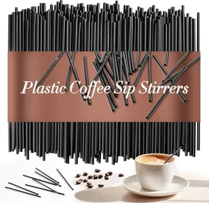 Straws - Black Plastic Straws Sip Stirrers 5 Inch Drink Stirrer Sticks Disposable Drinking Stir Stick For Coffee, Milk, Juice, , , Suit For Party, Bar. (600)