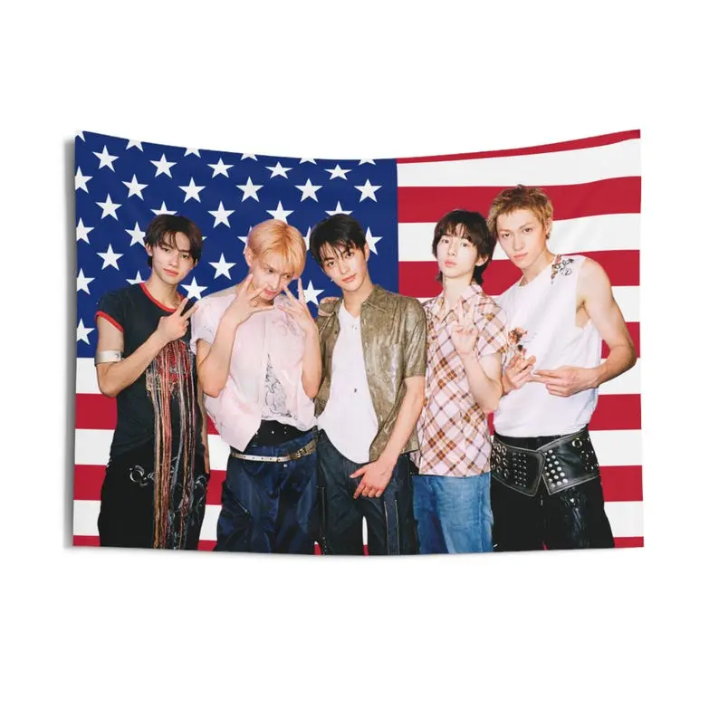 Kpop Print Decorative Tapestry - Polyester, Wrinkle Resistant, 5 Sizes (30"x40" to 60"x90") - Living Room Wall Decor, Room Decor, Content Creator Background, Kpop Fan Gift, Digital Print