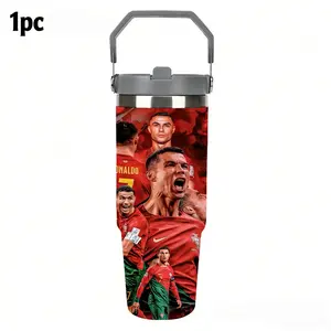 1pc 30oz stainless steel vacuum insulated tumbler, double-wall vacuum insulation design. The design highlights Ronaldo's unique status in football history, with a stylish style, suitable for multiple scenarios such as office and home.