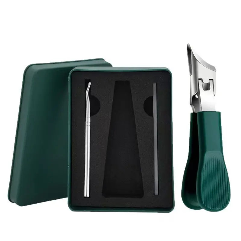 3-Piece Green Eagle Beak Nail Clipper Set – Thick Nail Clipper, Ingrown Toenail Lifter & Nail File | Heavy-Duty Pedicure Kit for Thick & Ingrown Nails, Stainless Steel Grooming Tools for Home or Travel