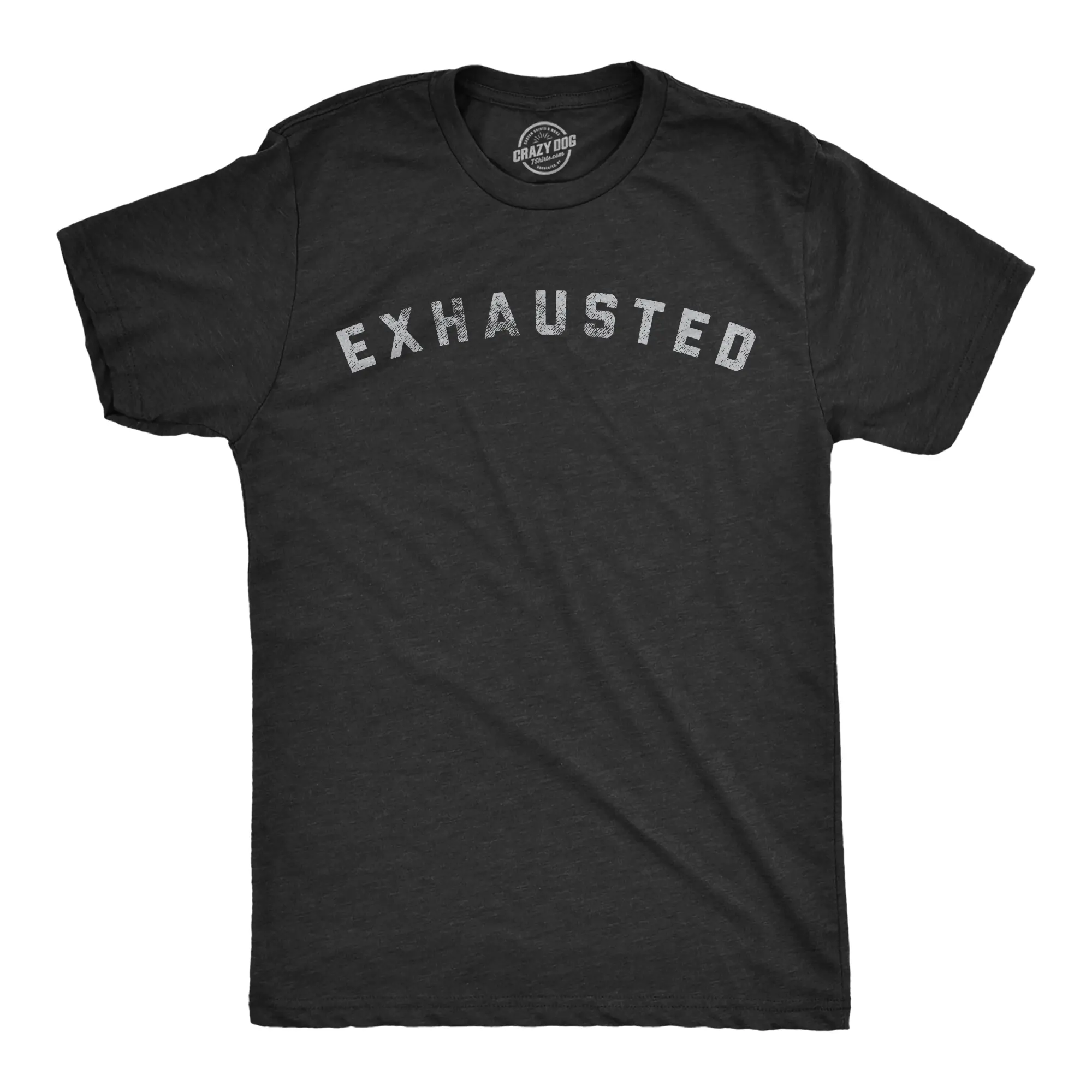 Mens Exhausted T Shirt Funny Tired Worn Out Graphic Novelty Parenting Tee Mens Funny T Shirts Cool Vintage Fashion T-Shirt Gift Classic Menswear Funny Sarcastic Short Sleeve Novelty Tees for Guys Black