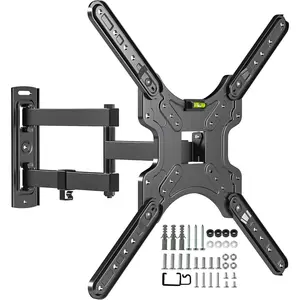 Full Motion TV Wall Mount for  26-55 Inch TVs, Corner Wall Mount TV Bracket with Tilt Swivel and Articulating, Single Stud Center Design Fits Flat/Curved TVs, Max VESA 400x400mm Up to 77 lbs