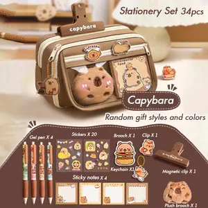 Capybara Themed Stationery Gift Set with Pencil Case, Sticke, Pendant, Diy Sticker- Assorted School Supplies, Perfect for Students & Classroom Rewards
