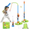 JoyCat 3-in-1 T Ball Set for Kids 3-5, Toddler Baseball Set-T Ball Stand, Hanging Tee, Auto Launcher, 6 Balls-Adjustable Height Sports & Outdoor or Indoor Toys for 3 4 5 6 7 8 Year Old Boy Girl Birthday Gift