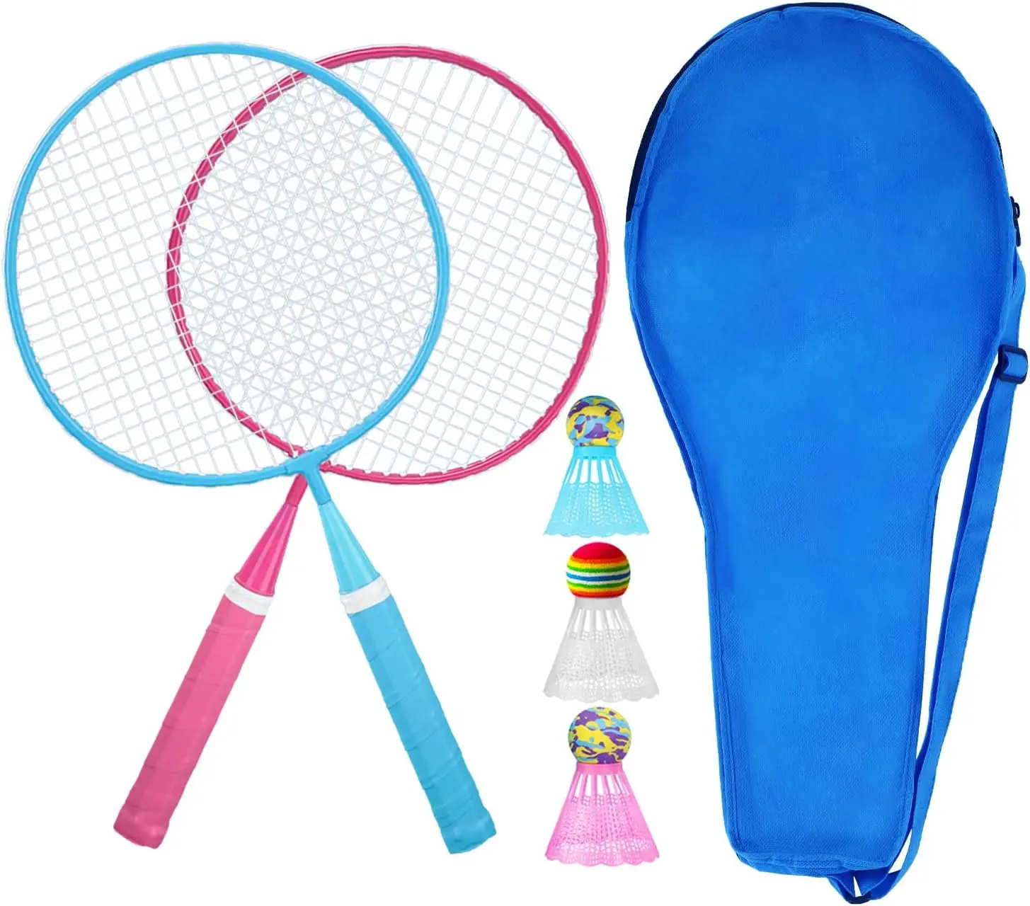 Badminton Racket Set with Shuttlecocks & Carry Bag, Outdoor Sports Game for Adults & Kids