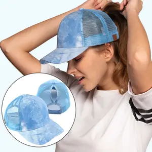 C.C Ponytail Cap-Tie Dye Cotton Fabric with Mesh for Women