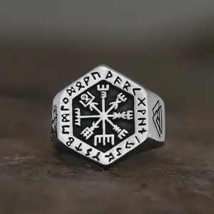 GTHIC Valknut Runes Vegvisir Compass Viking Ring For Men Women  Birthday Gifts Stainless Steel