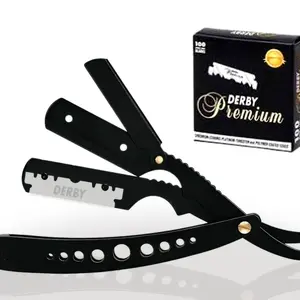Professional Barber Straight Edge Razor for Close Shaving - 100 Pack Derby Premium Single Blades Razors for Men - Comfort