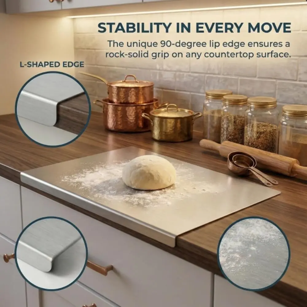 Household Safe Cooking Stainless Steel Chopping Board, Stable Non-slip Cutting Board, Vegetable Fruit Dough Board, Kitchen Gadgets, BPA Free Kitchen Utensils