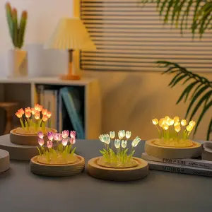 Valentines Day Gift Mini Tulip Night Light Handmade DIY Material Cute Atmosphere Lamp Home Decor Birthday Gift Family Friends
