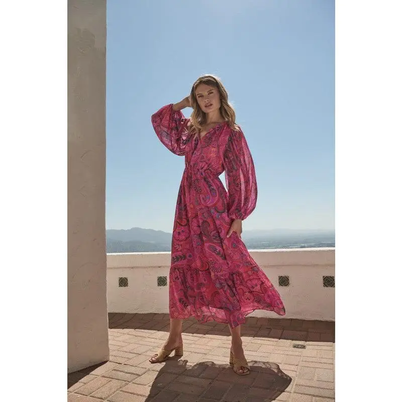 Womens Sugar Lips Anais Floral Mauder Balloon Maxi Dress