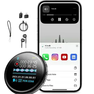 Smart Circular HD Recorder - Recording Device MP3 Recording Extra Long Battery Time USB-C Recorder Suitable ,  HD Noise Reduction Audio